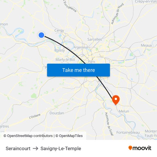 Seraincourt to Savigny-Le-Temple map