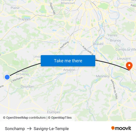 Sonchamp to Savigny-Le-Temple map
