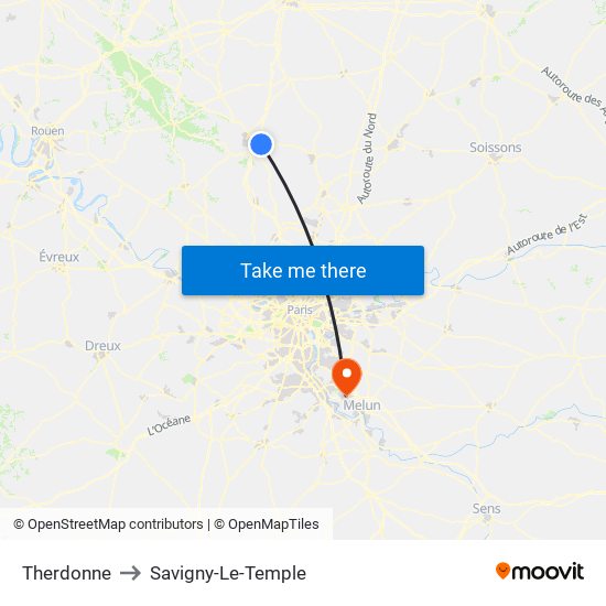 Therdonne to Savigny-Le-Temple map