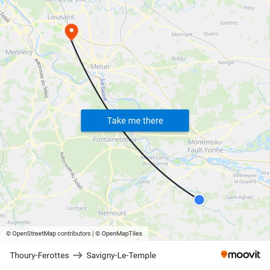 Thoury-Ferottes to Savigny-Le-Temple map