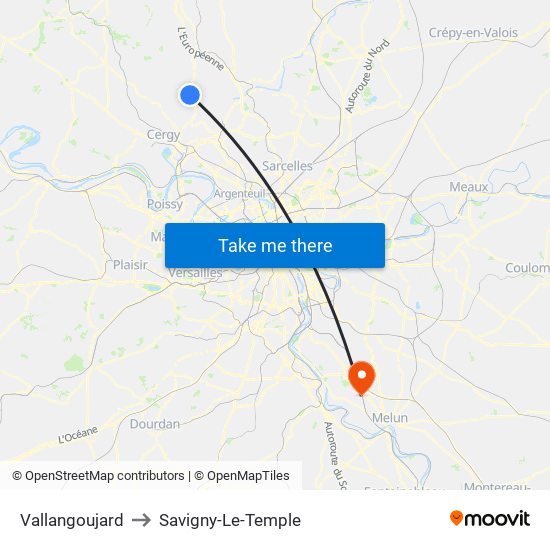 Vallangoujard to Savigny-Le-Temple map