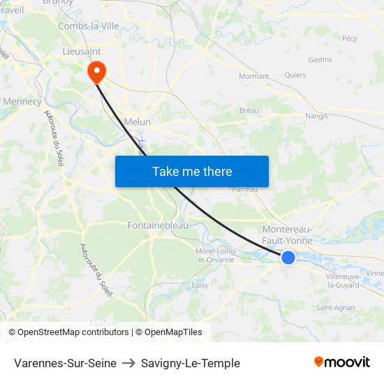 Varennes-Sur-Seine to Savigny-Le-Temple map