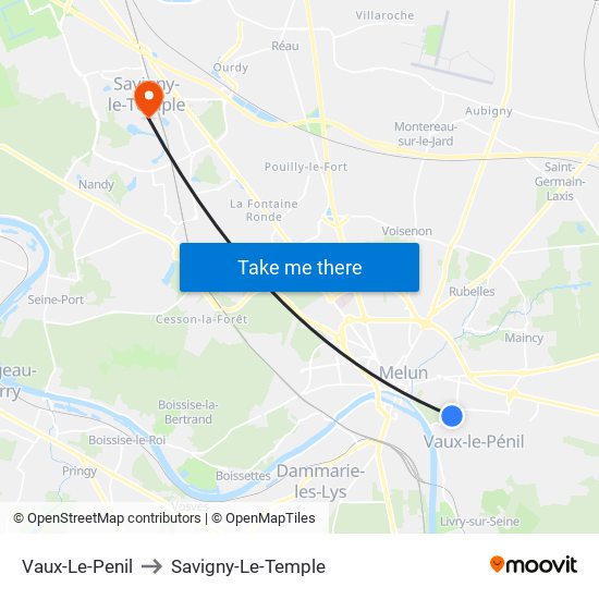 Vaux-Le-Penil to Savigny-Le-Temple map