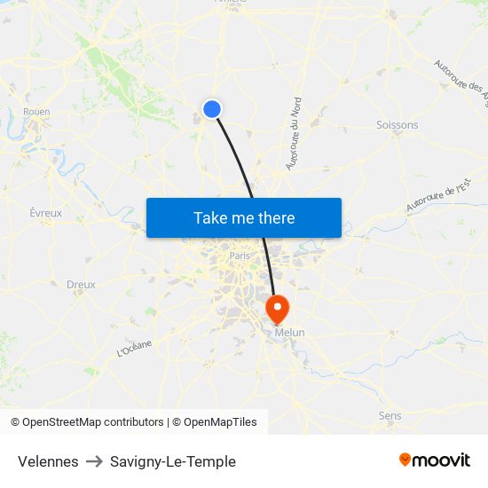 Velennes to Savigny-Le-Temple map