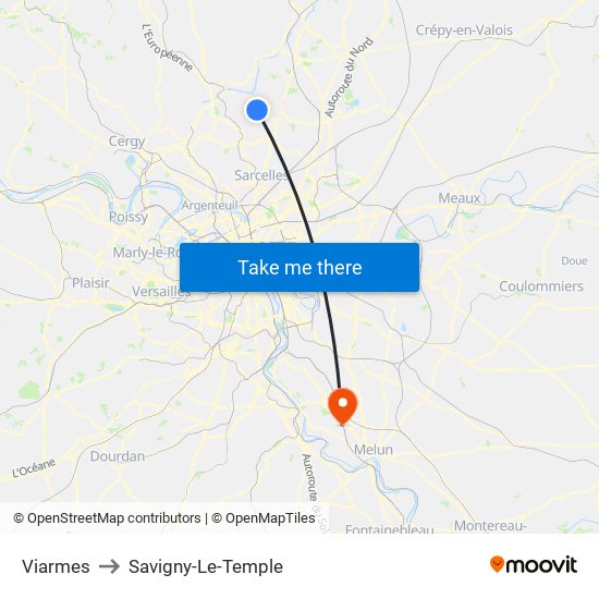 Viarmes to Savigny-Le-Temple map