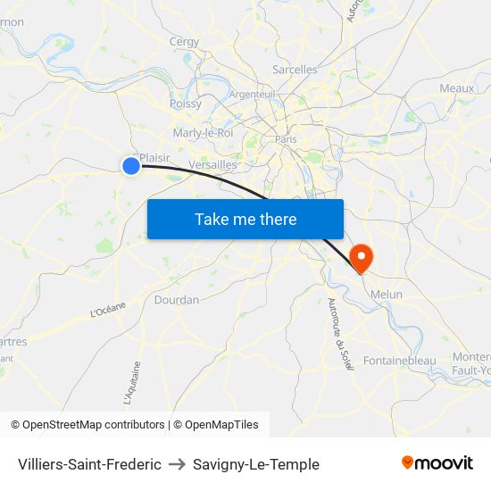 Villiers-Saint-Frederic to Savigny-Le-Temple map