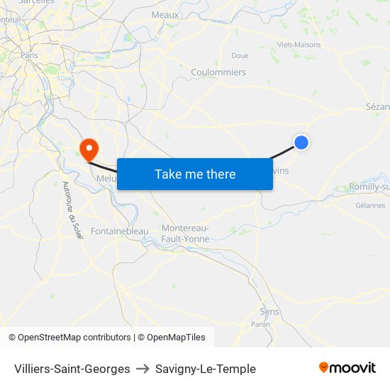 Villiers-Saint-Georges to Savigny-Le-Temple map
