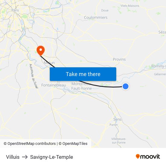 Villuis to Savigny-Le-Temple map