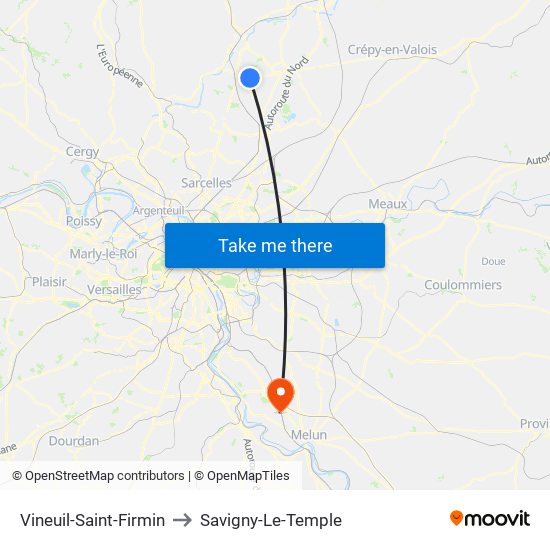Vineuil-Saint-Firmin to Savigny-Le-Temple map