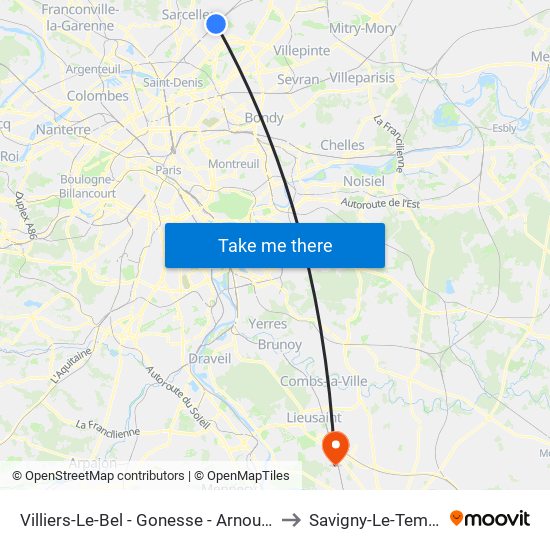 Villiers-Le-Bel - Gonesse - Arnouville to Savigny-Le-Temple map