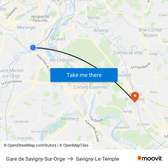 Gare de Savigny-Sur-Orge to Savigny-Le-Temple map