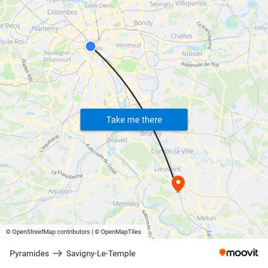 Pyramides to Savigny-Le-Temple map
