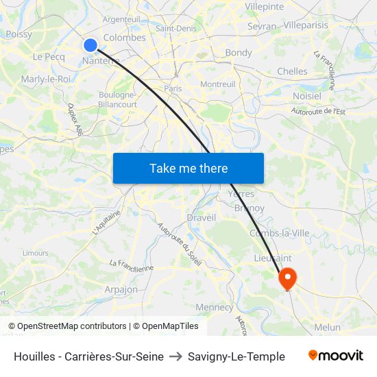 Houilles - Carrières-Sur-Seine to Savigny-Le-Temple map
