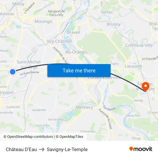 Château D'Eau to Savigny-Le-Temple map