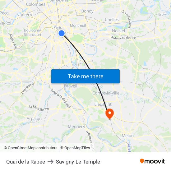 Quai de la Rapée to Savigny-Le-Temple map