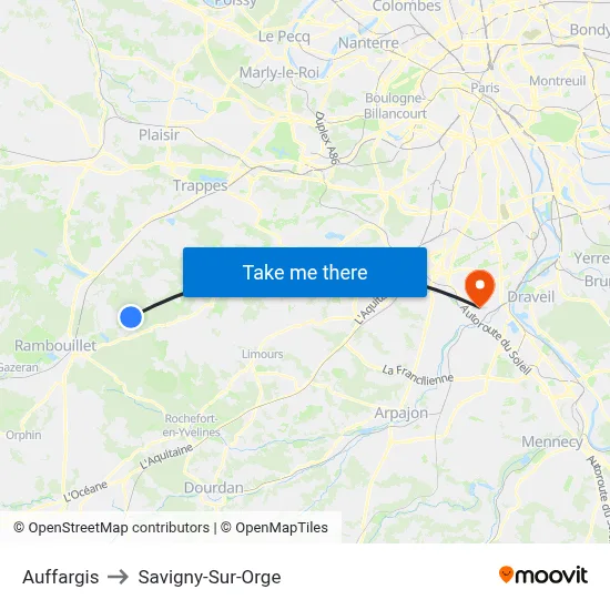 Auffargis to Savigny-Sur-Orge map