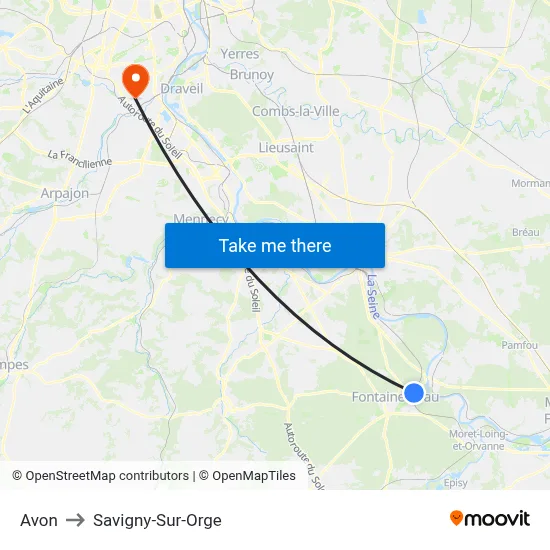 Avon to Savigny-Sur-Orge map