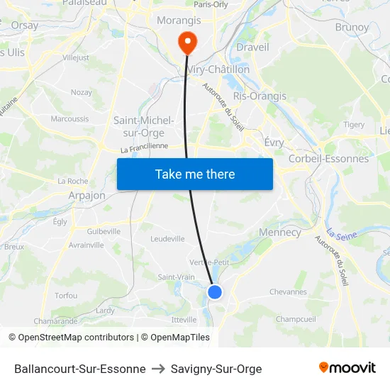 Ballancourt-Sur-Essonne to Savigny-Sur-Orge map