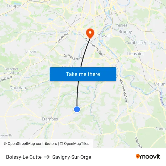 Boissy-Le-Cutte to Savigny-Sur-Orge map