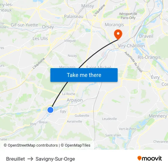 Breuillet to Savigny-Sur-Orge map