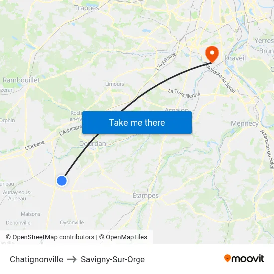 Chatignonville to Savigny-Sur-Orge map