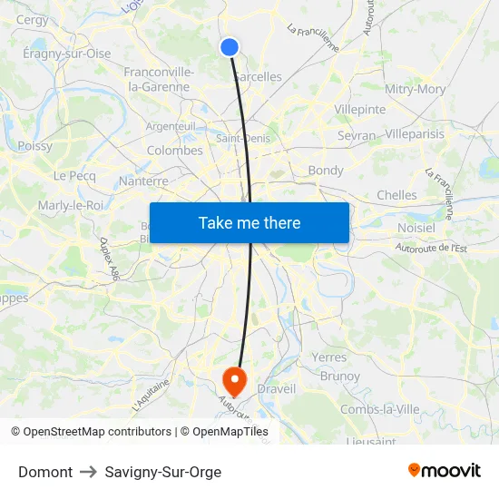 Domont to Savigny-Sur-Orge map