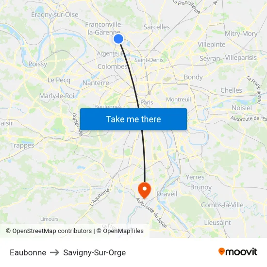 Eaubonne to Savigny-Sur-Orge map