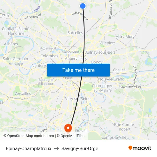 Epinay-Champlatreux to Savigny-Sur-Orge map