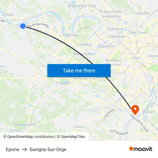Epone to Savigny-Sur-Orge map