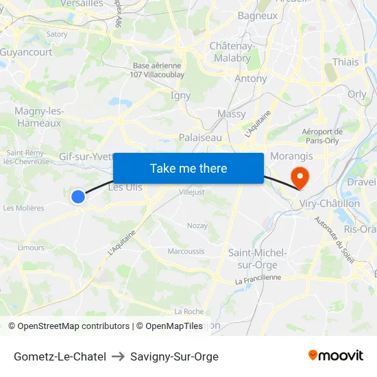 Gometz-Le-Chatel to Savigny-Sur-Orge map