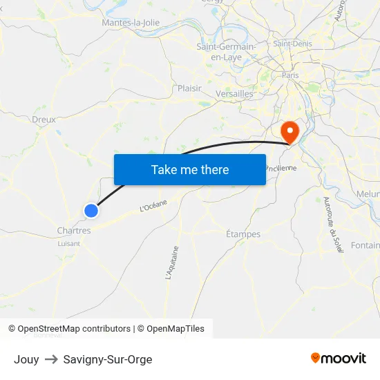 Jouy to Savigny-Sur-Orge map
