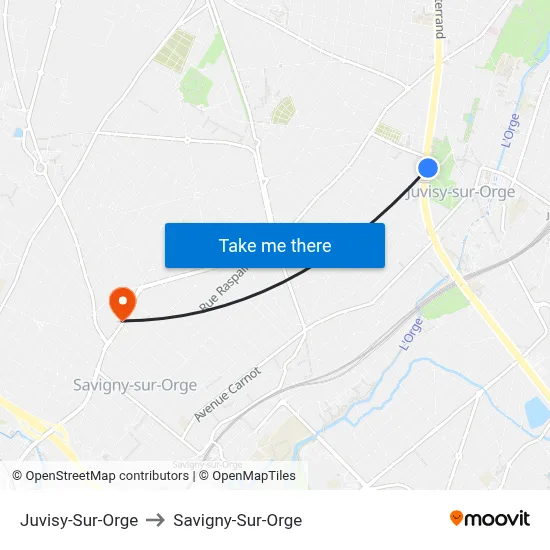 Juvisy-Sur-Orge to Savigny-Sur-Orge map