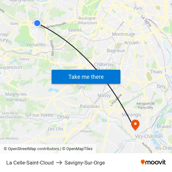 La Celle-Saint-Cloud to Savigny-Sur-Orge map
