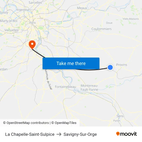 La Chapelle-Saint-Sulpice to Savigny-Sur-Orge map
