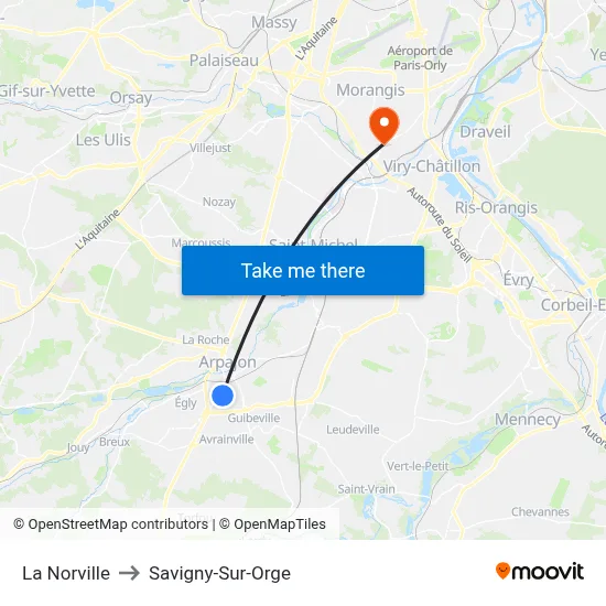 La Norville to Savigny-Sur-Orge map