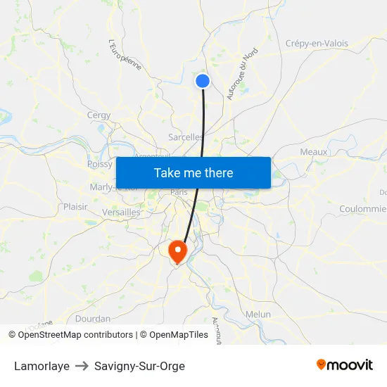 Lamorlaye to Savigny-Sur-Orge map
