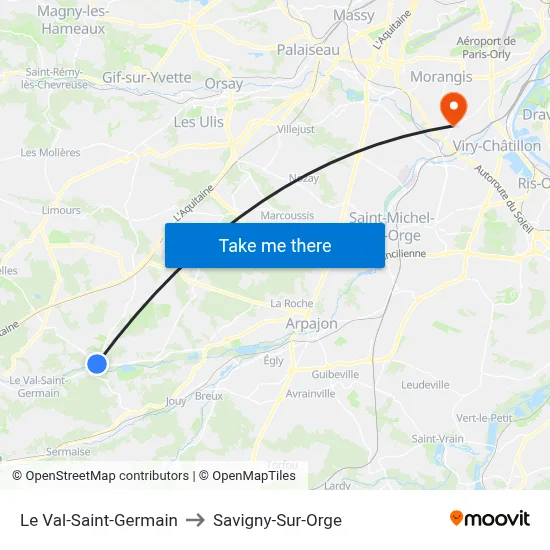 Le Val-Saint-Germain to Savigny-Sur-Orge map