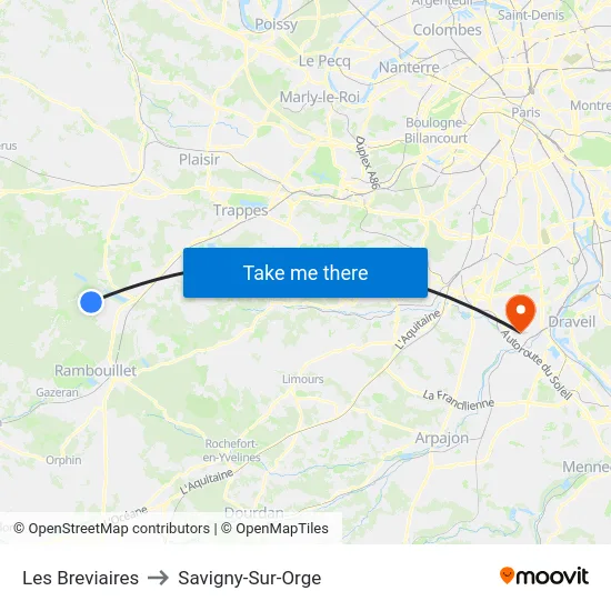 Les Breviaires to Savigny-Sur-Orge map