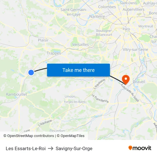 Les Essarts-Le-Roi to Savigny-Sur-Orge map