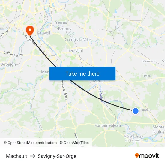 Machault to Savigny-Sur-Orge map