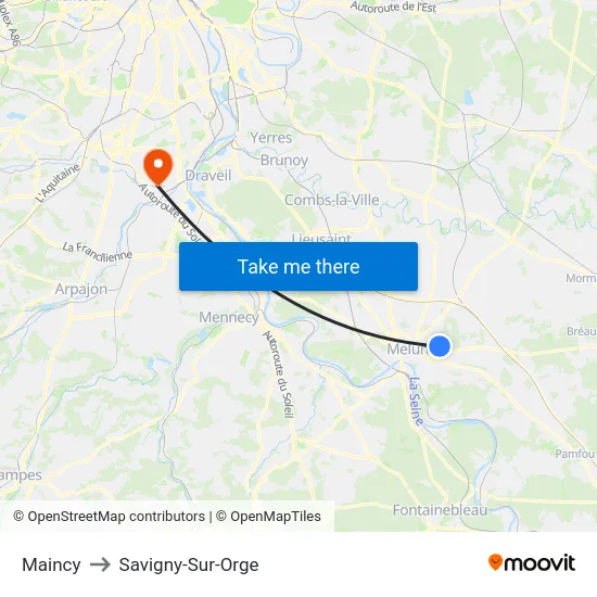 Maincy to Savigny-Sur-Orge map