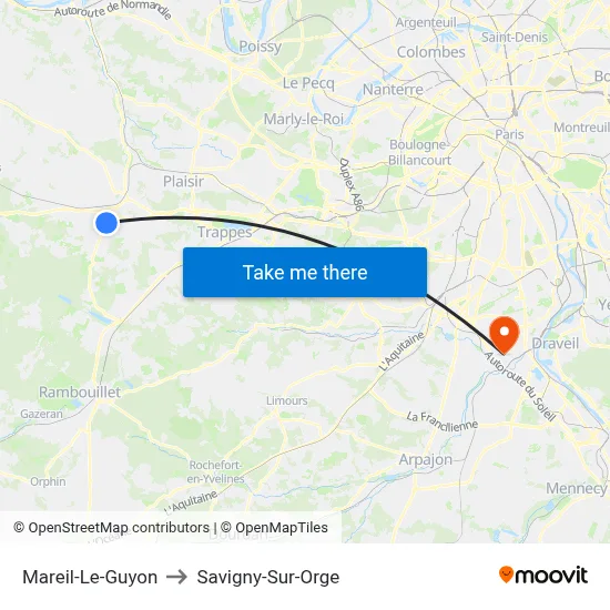 Mareil-Le-Guyon to Savigny-Sur-Orge map