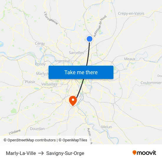 Marly-La-Ville to Savigny-Sur-Orge map