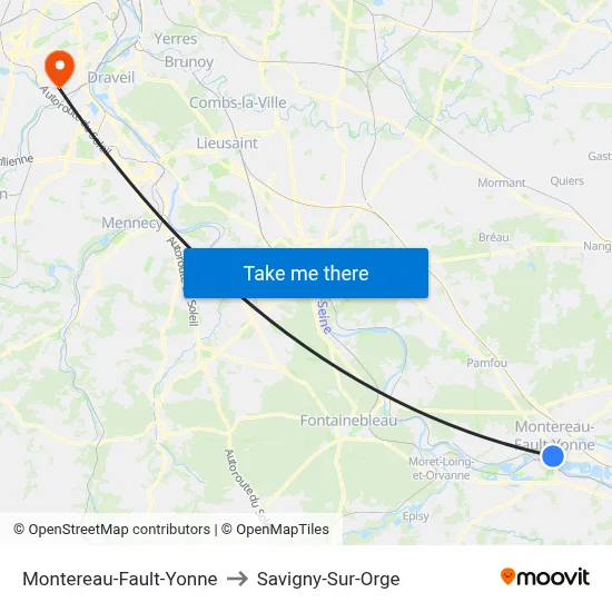 Montereau-Fault-Yonne to Savigny-Sur-Orge map