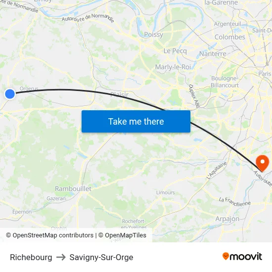 Richebourg to Savigny-Sur-Orge map
