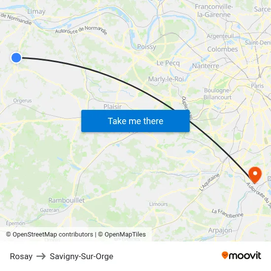 Rosay to Savigny-Sur-Orge map