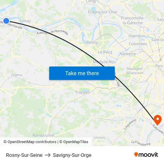 Rosny-Sur-Seine to Savigny-Sur-Orge map