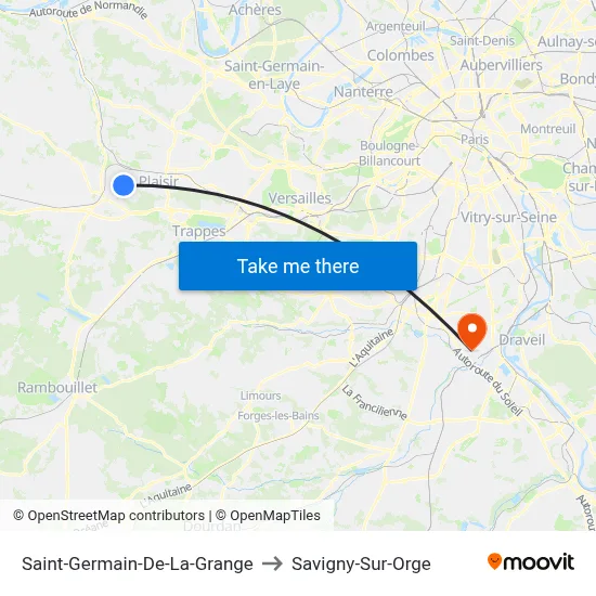Saint-Germain-De-La-Grange to Savigny-Sur-Orge map