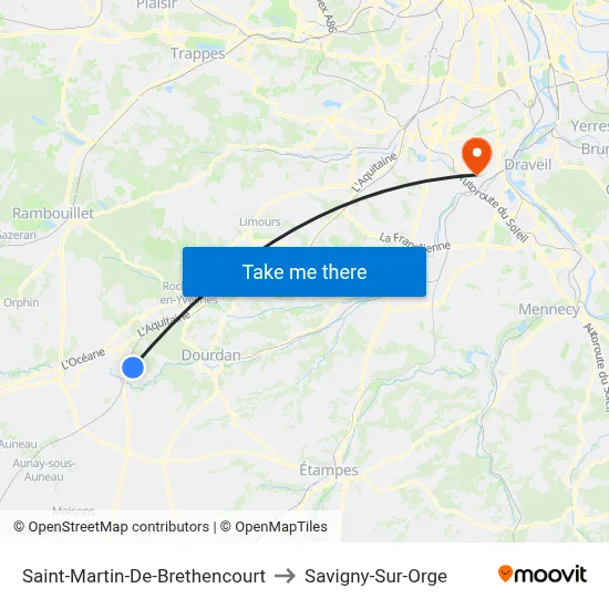Saint-Martin-De-Brethencourt to Savigny-Sur-Orge map