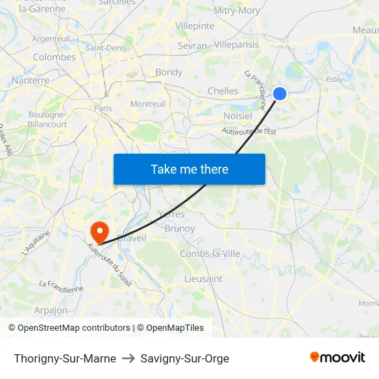 Thorigny-Sur-Marne to Savigny-Sur-Orge map